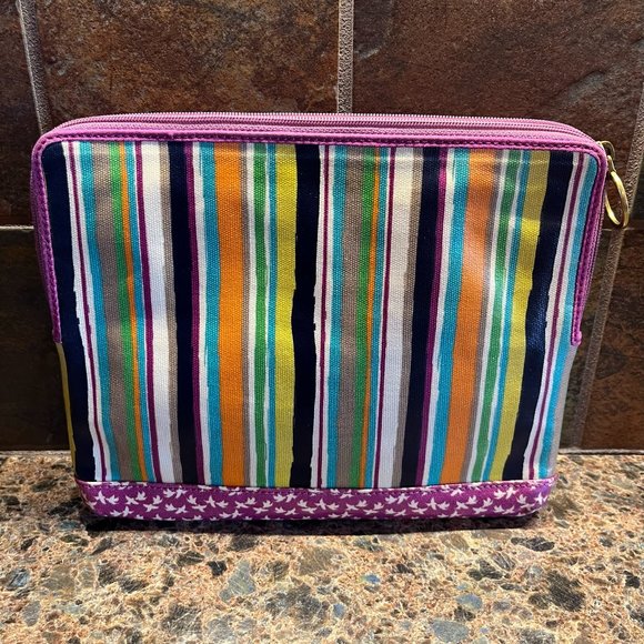 Fossil Key-per Tablet Sleeve 10.5" x 8.75" x 1" Striped Bright Zip - Picture 2 of 5